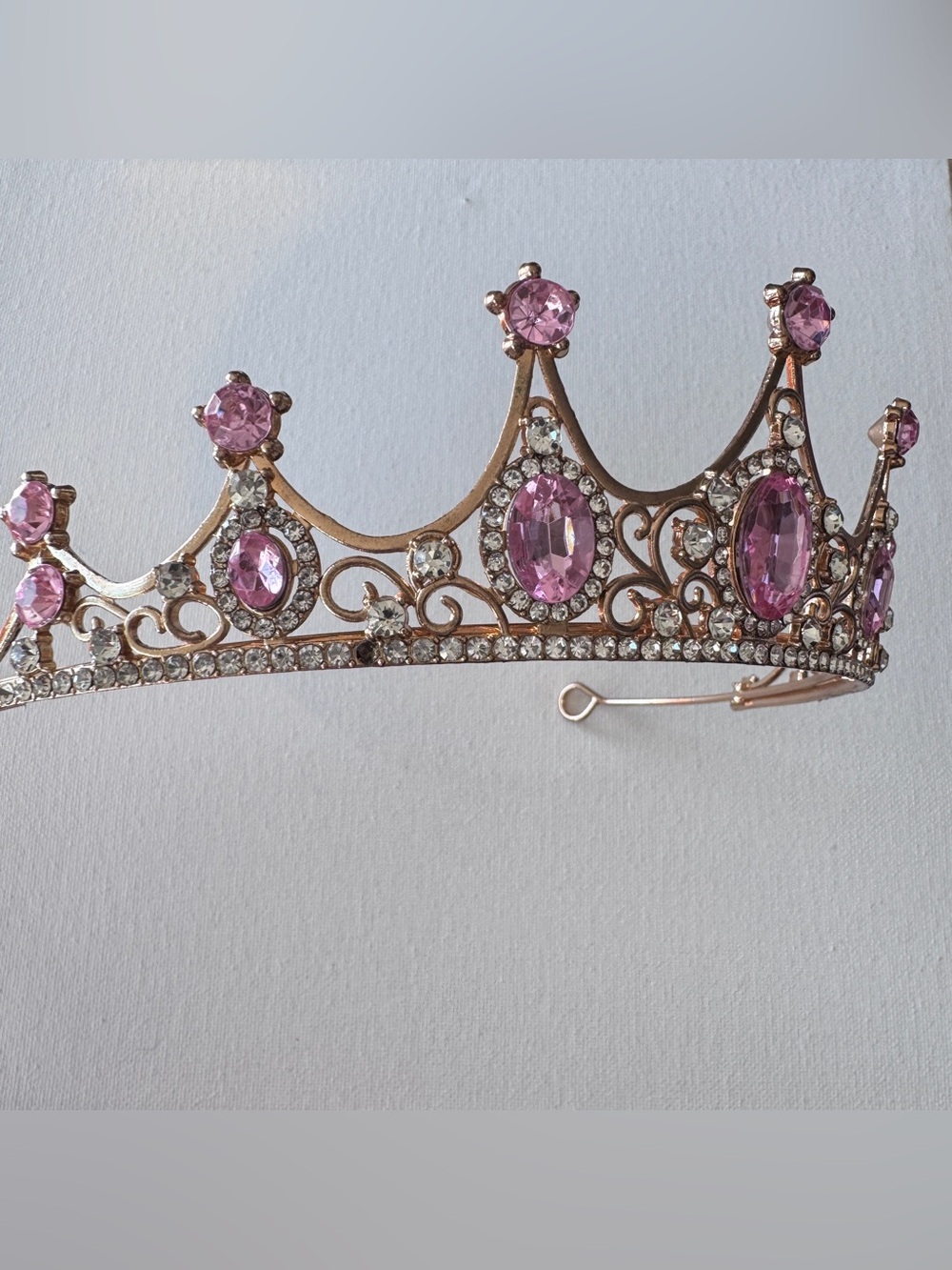 Pink Jeweled Tiara princess costume crown gold crystals 25